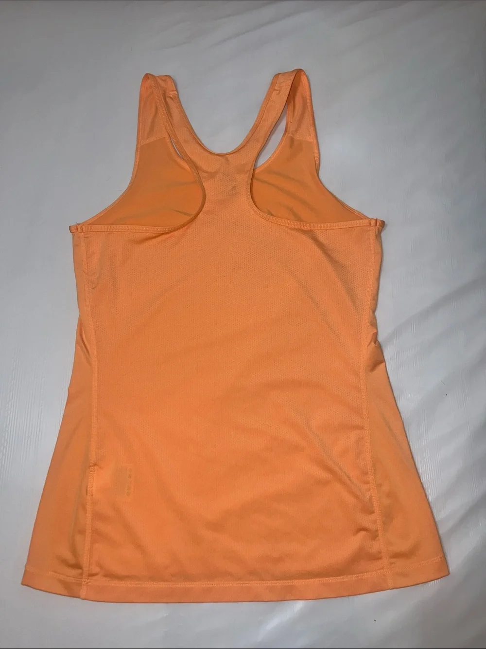 Nike Women's Peach-Orange Racerback Tank with Black Swoosh